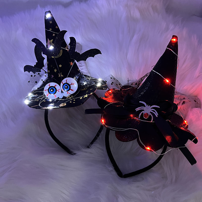 Women'S Fashion Hats - LED Witch Hat Headband Bat Eyeball