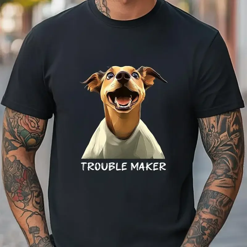 Women'S Fashion Graphic Tees - Trouble Maker Dog Graphic Unisex T