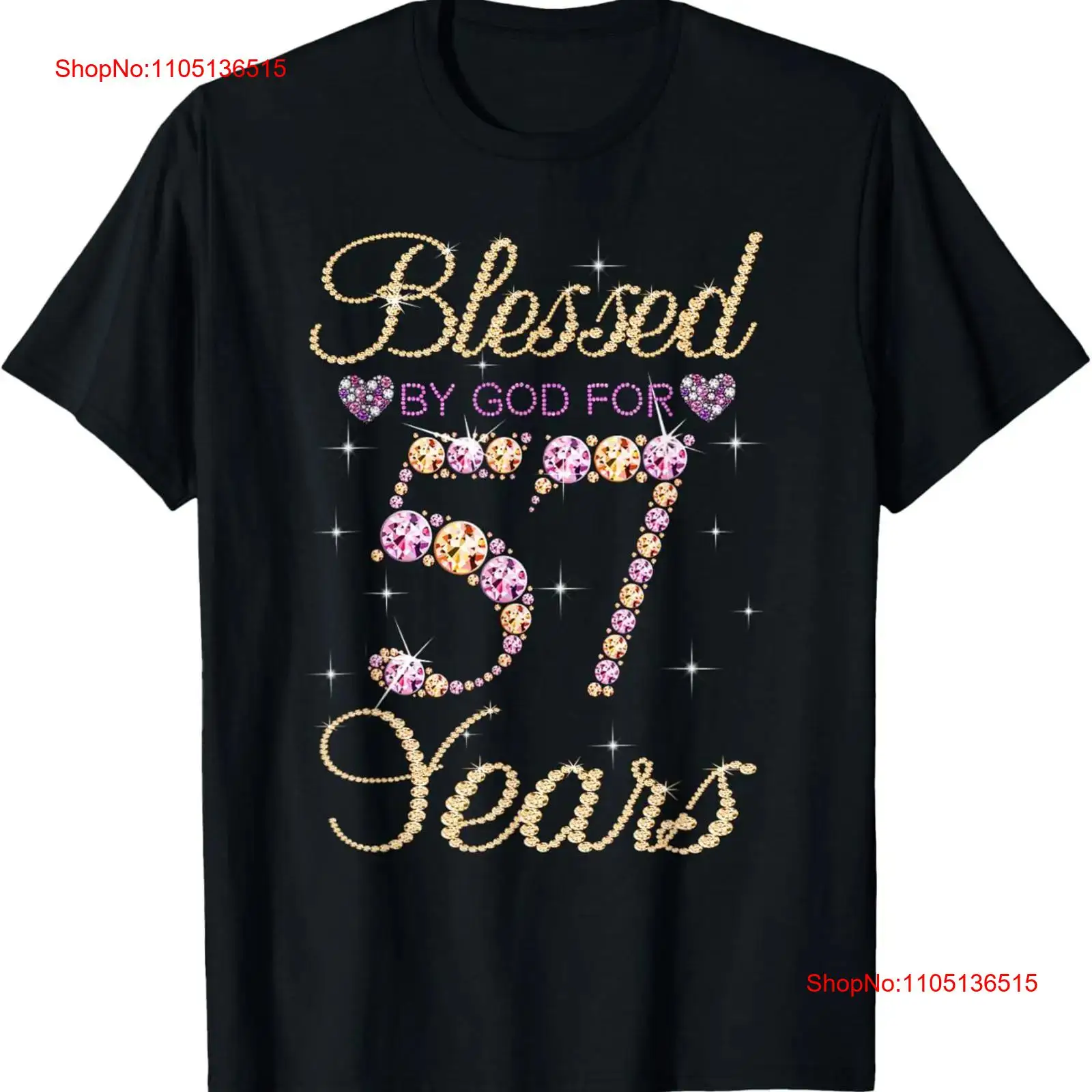 Women'S Fashion Graphic Tees - Blessed By God For 57 Years