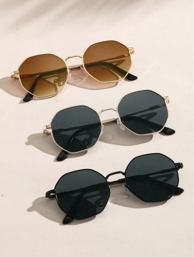 Women'S Fashion Eyeglass Frames - 1/3 Pcs Metal Geometric-Round Frame Sunglasses