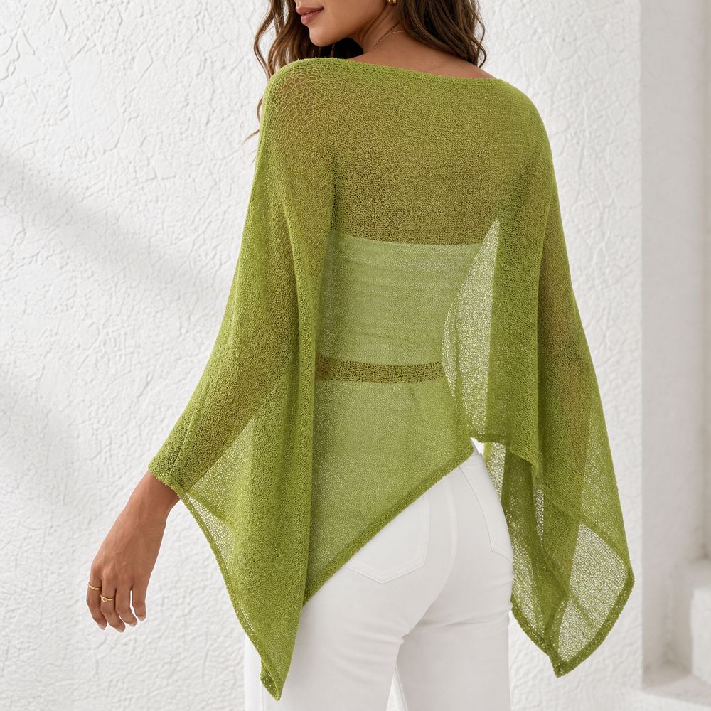 Asymmetric Top Women - Stylish Off Shoulder Poncho Tops Sheer