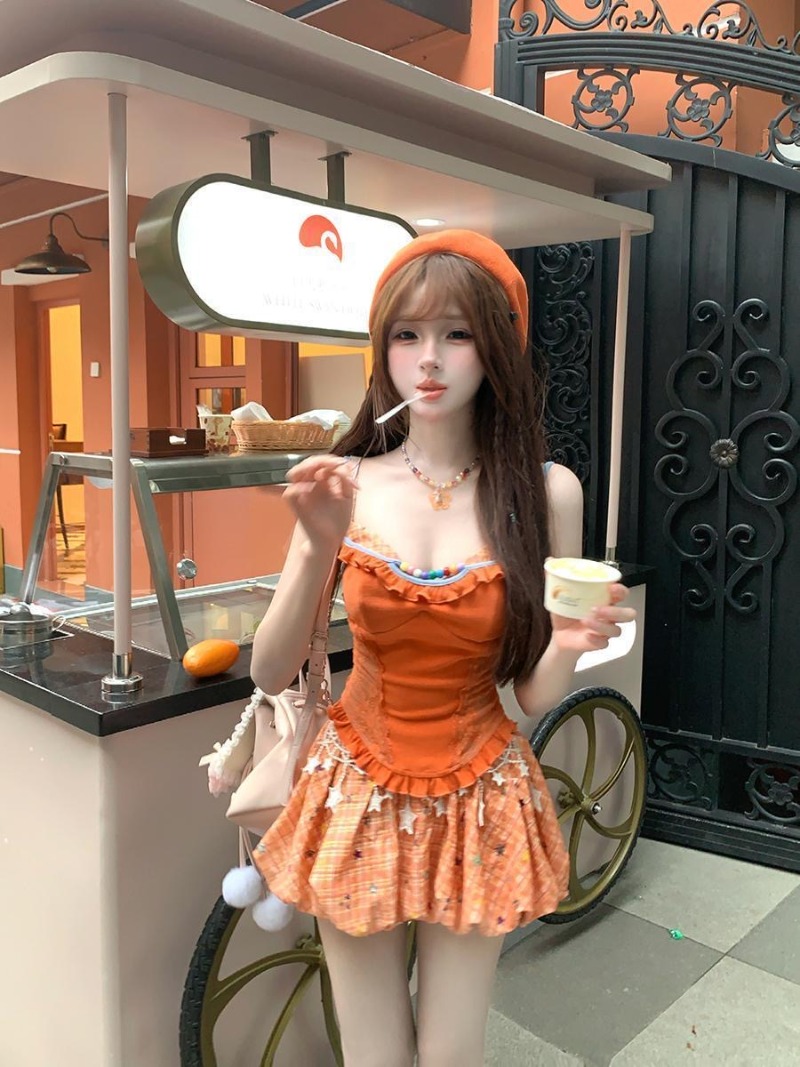Summer New Orange Dopamine Swe - Asymmetric Top Women review and price