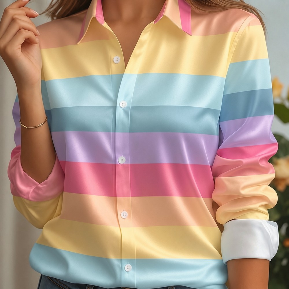 Women Satin Lapel Collar Shirt - Women Fashion Styles review and price