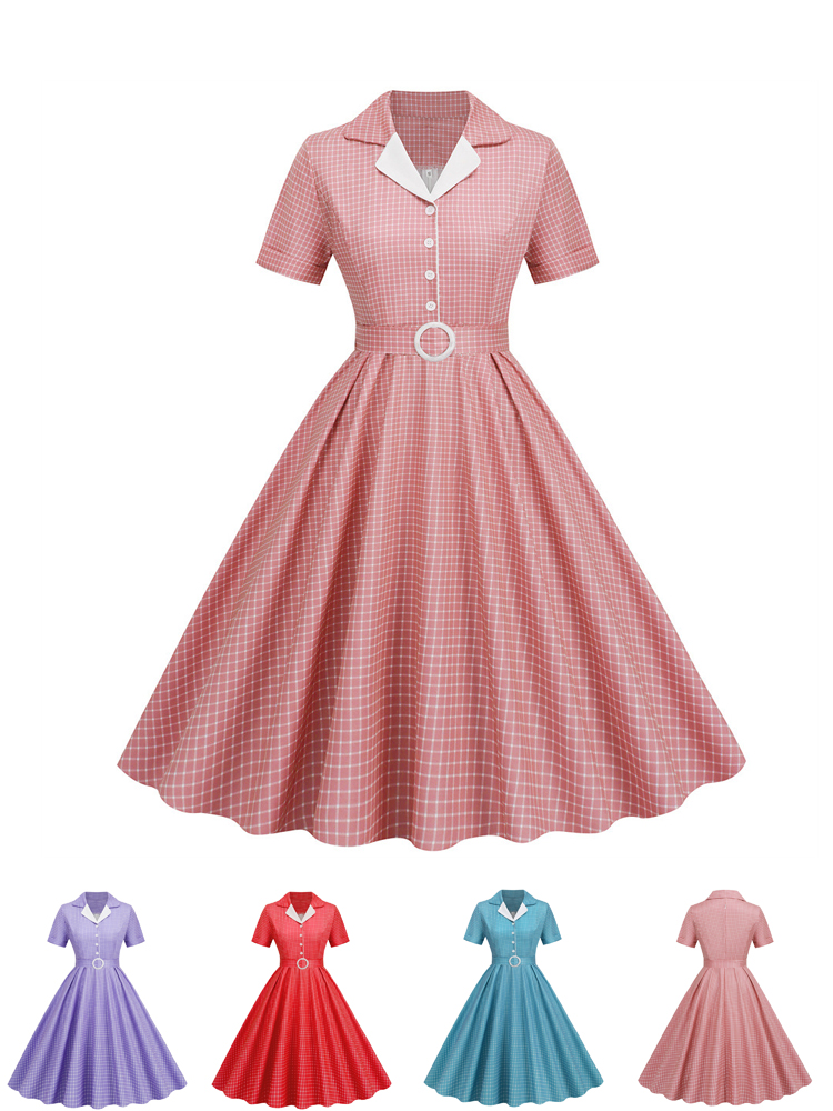 Plaid Vintage Office Summer Dr - Women'S Fashion From The 60S review and price