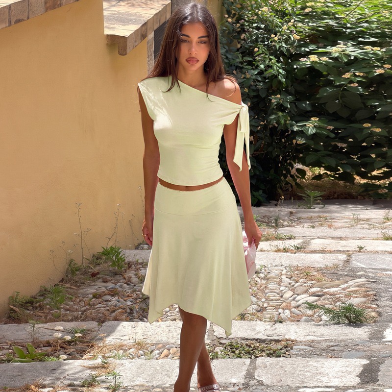 Women 2 Piece Outfit Set Off S - Asymmetric Top Women review and price