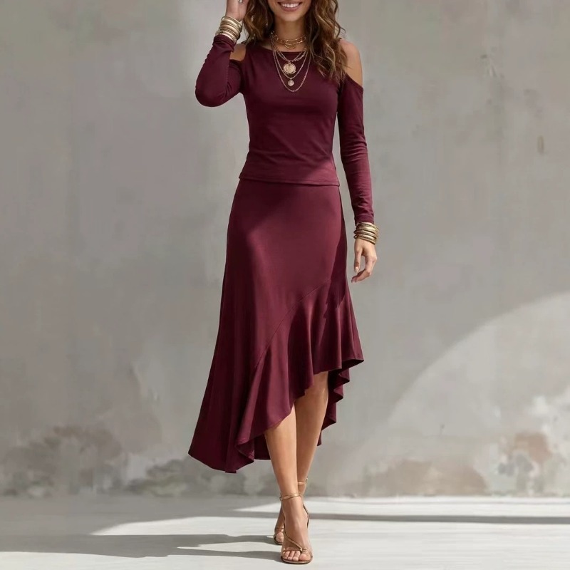 Women Off Shoulder Solid Color - Asymmetric Top Women review and price