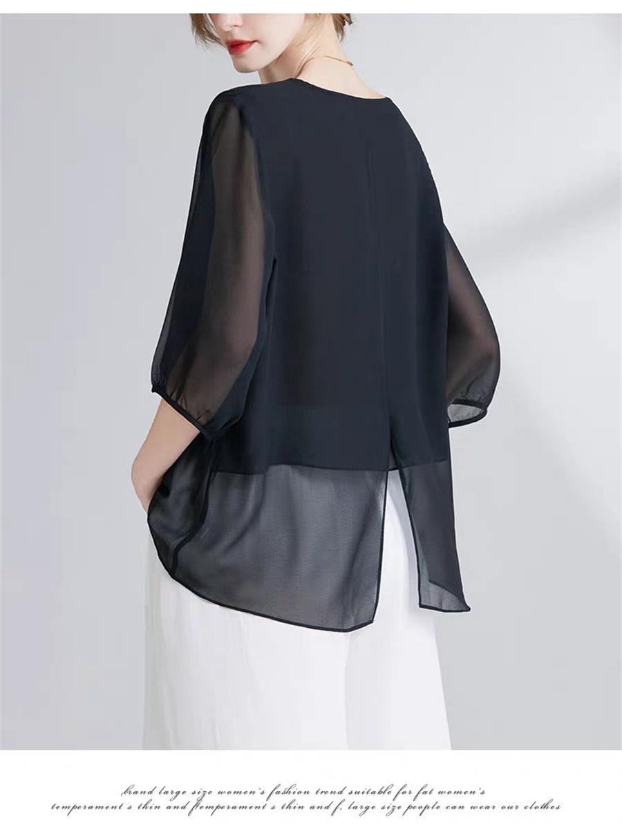 Korean Style Chiffon Plus-Size - Asymmetric Top Women review and price