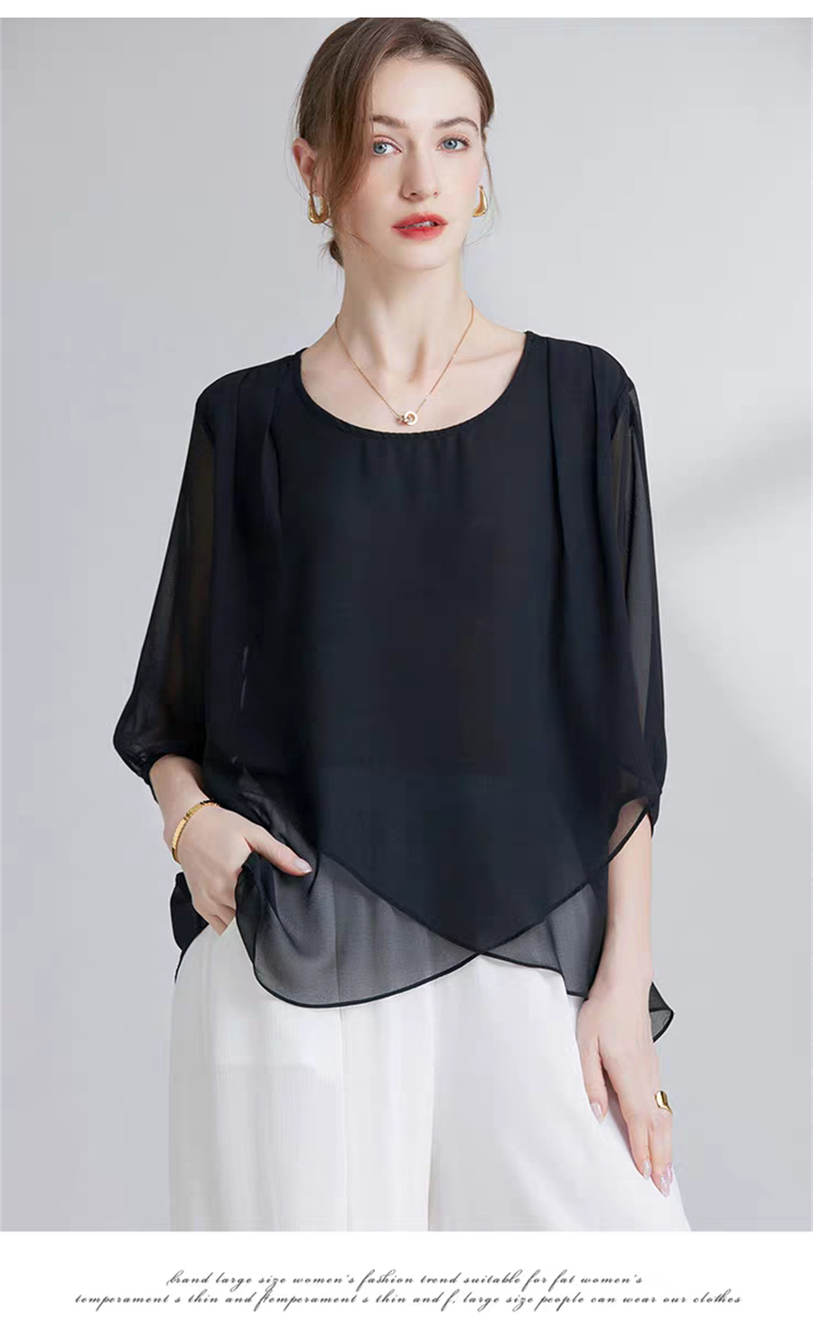 Korean Style Chiffon Plus-Size - Asymmetric Top Women review and price