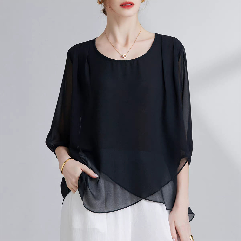 Korean Style Chiffon Plus-Size - Asymmetric Top Women review and price